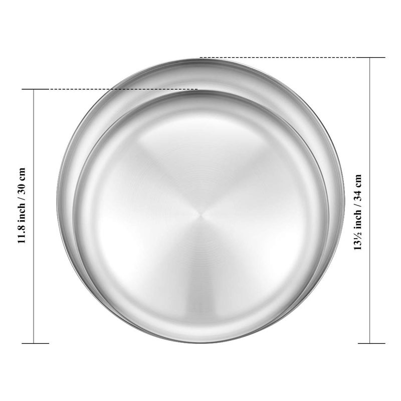 Deedro صينية خبز البيتزا ديدرو - صينية بيتزا دائرية من الفولاذ المقاوم للصدأ، صينية خبز بيتزا قوية لتحضير البيتزا في الفرن، صينية تقديم بيتزا آمنة في غسالة الصحون، 12 بوصة و 13 بوصة، مجموعة من قطعتين - Image 2
